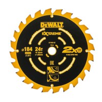 DeWalt 184mm x 16mm 24T Extreme 2nd Fix Circular Saw Blade to suit DCS365 - DT1669-QZ