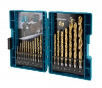 Makita D-67527 19 Piece HSS TiN Titanium Metal Steel Drill Bit Set 1-10mm + Case