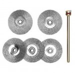 Proxxon 28956 Stainless Steel Wire Wheel Brush 22mm Pack of 5 + Arbor NO 28 956