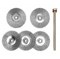 Proxxon 28956 Stainless Steel Wire Wheel Brush 22mm Pack of 5 + Arbor NO 28 956
