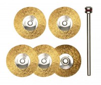 Proxxon 28962 Brass Wire Wheel Brush 22mm Pack of 5 with Arbor NO 28 962