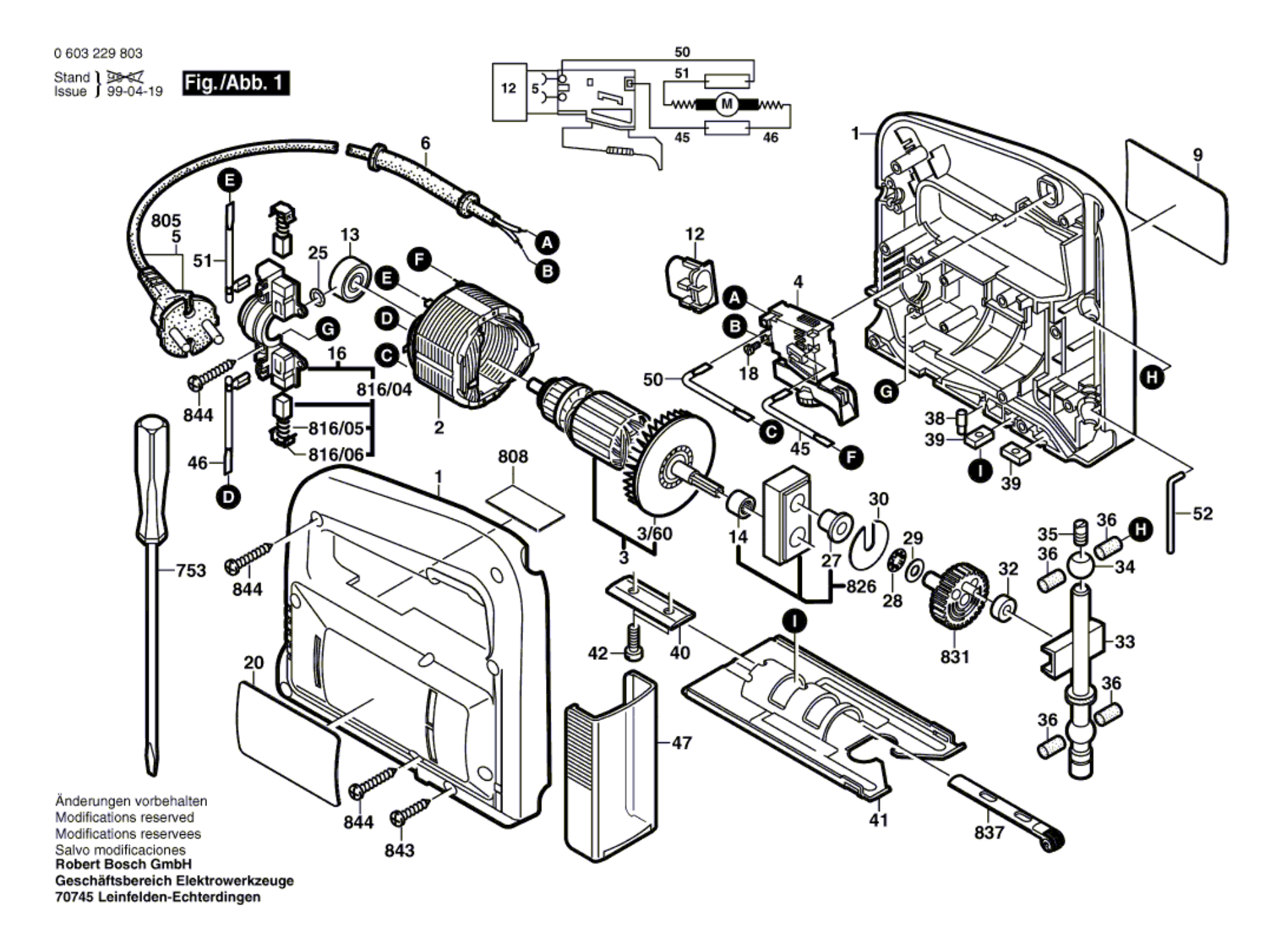 Bosch 0 603 229 880 Pst 53 Ae Jig Saw 230 V / Eu Spare Parts SPARE ...