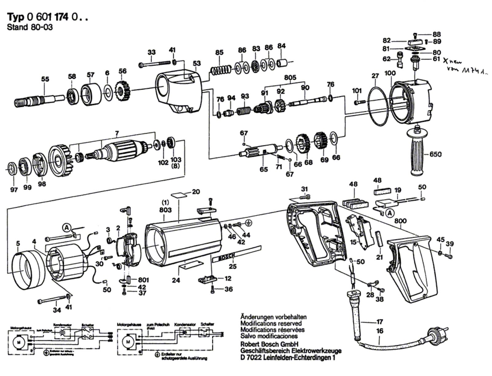 Bosch 0 601 174 041 Percussion Drill 110 V / Gb Spare Parts SPARE ...