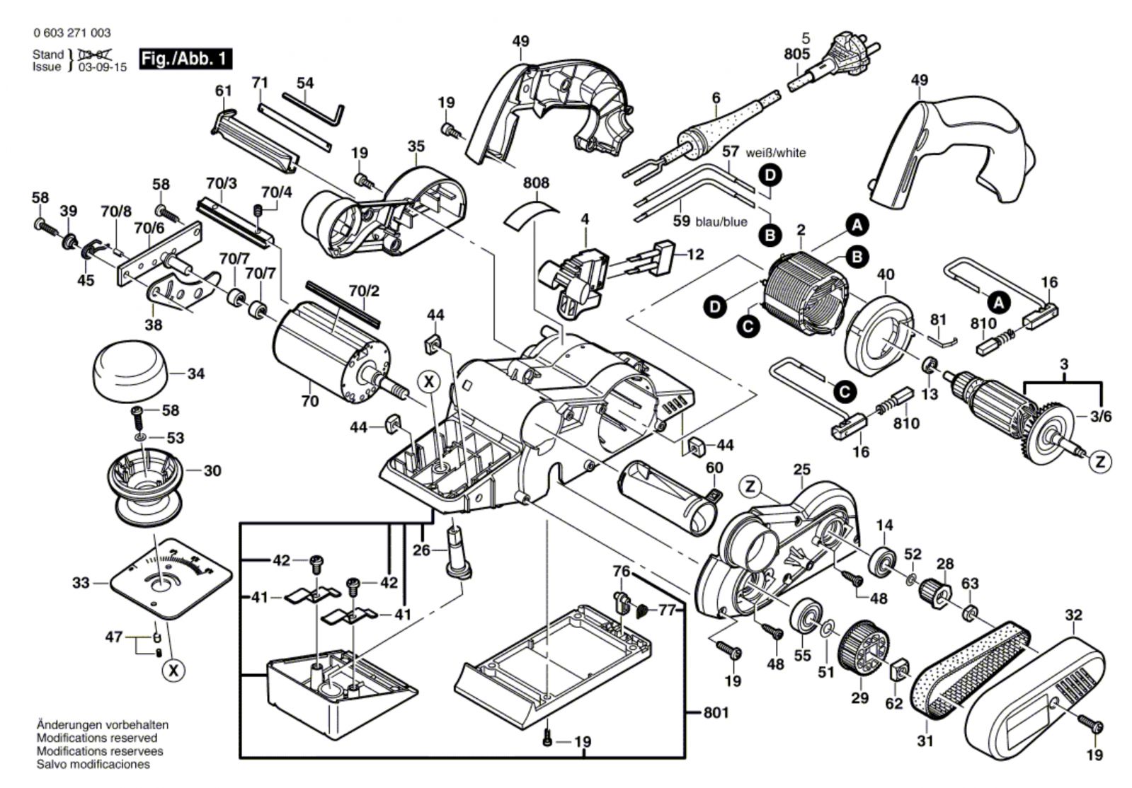 Bosch 0 603 271 042 Pho 30-82 Portable Planer 230 V / Gb Spare Parts ...