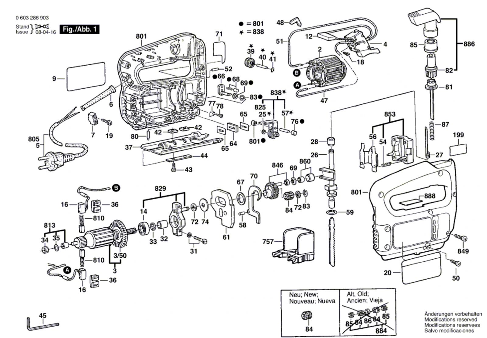 Bosch 0 603 286 942 Pst 65 Pae Orbital Jigsaw 240 V   Gb Spare Parts 