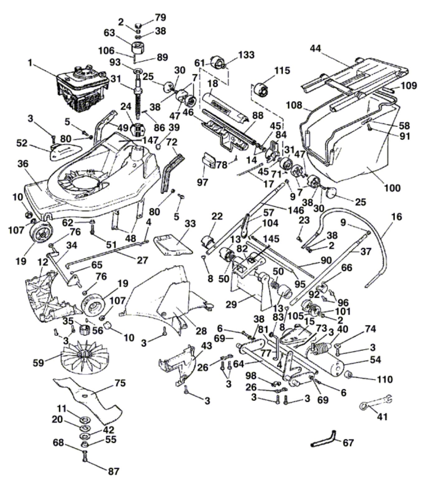 Qualcast F 016 T48 414 Turbo 40s Lawnmower Turbo40s Spare Parts SPARE ...