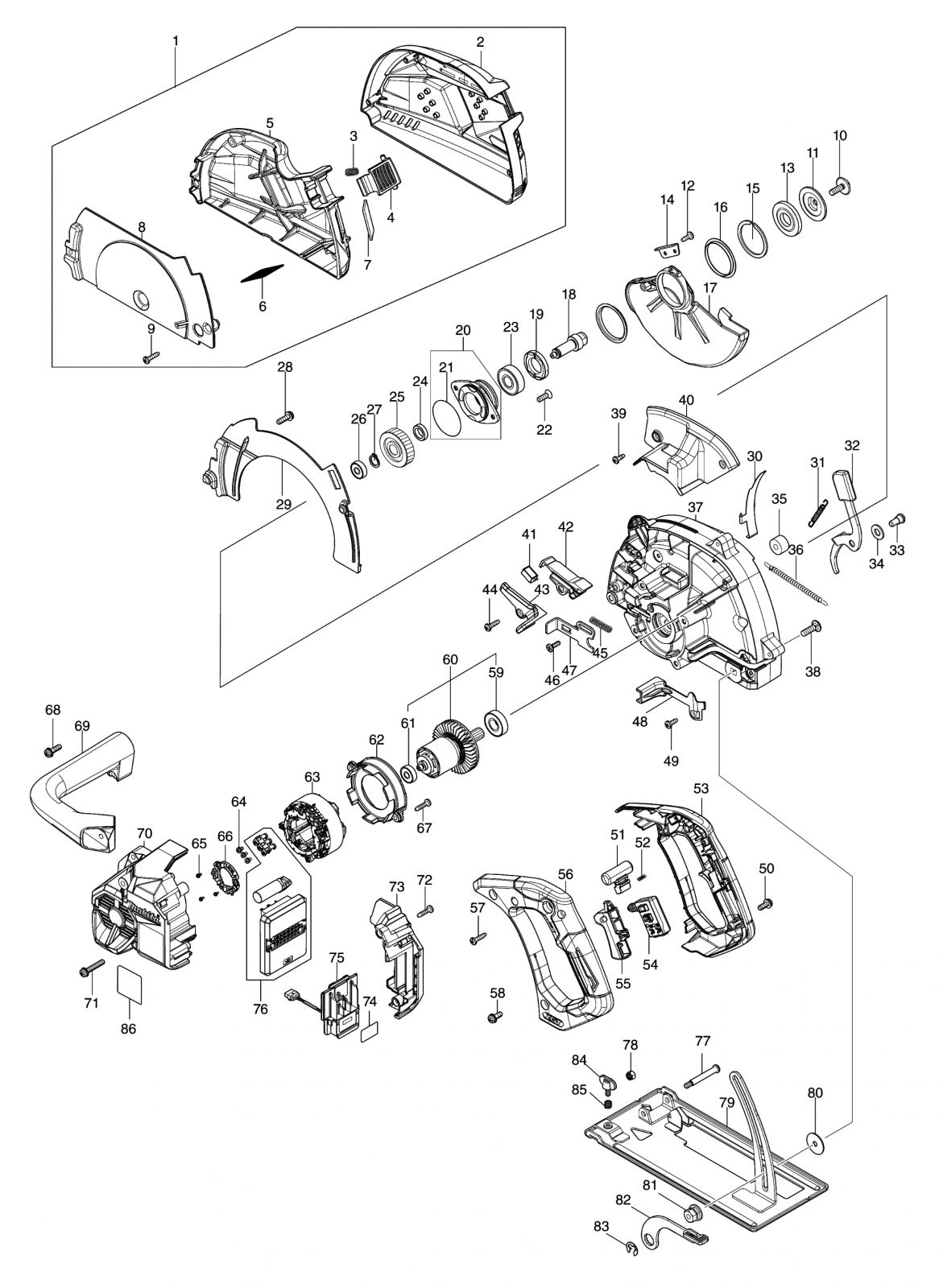 Makita Cs002g 185mm Cordless Metal Cutter Spare Parts SPARE_CS002G from ...