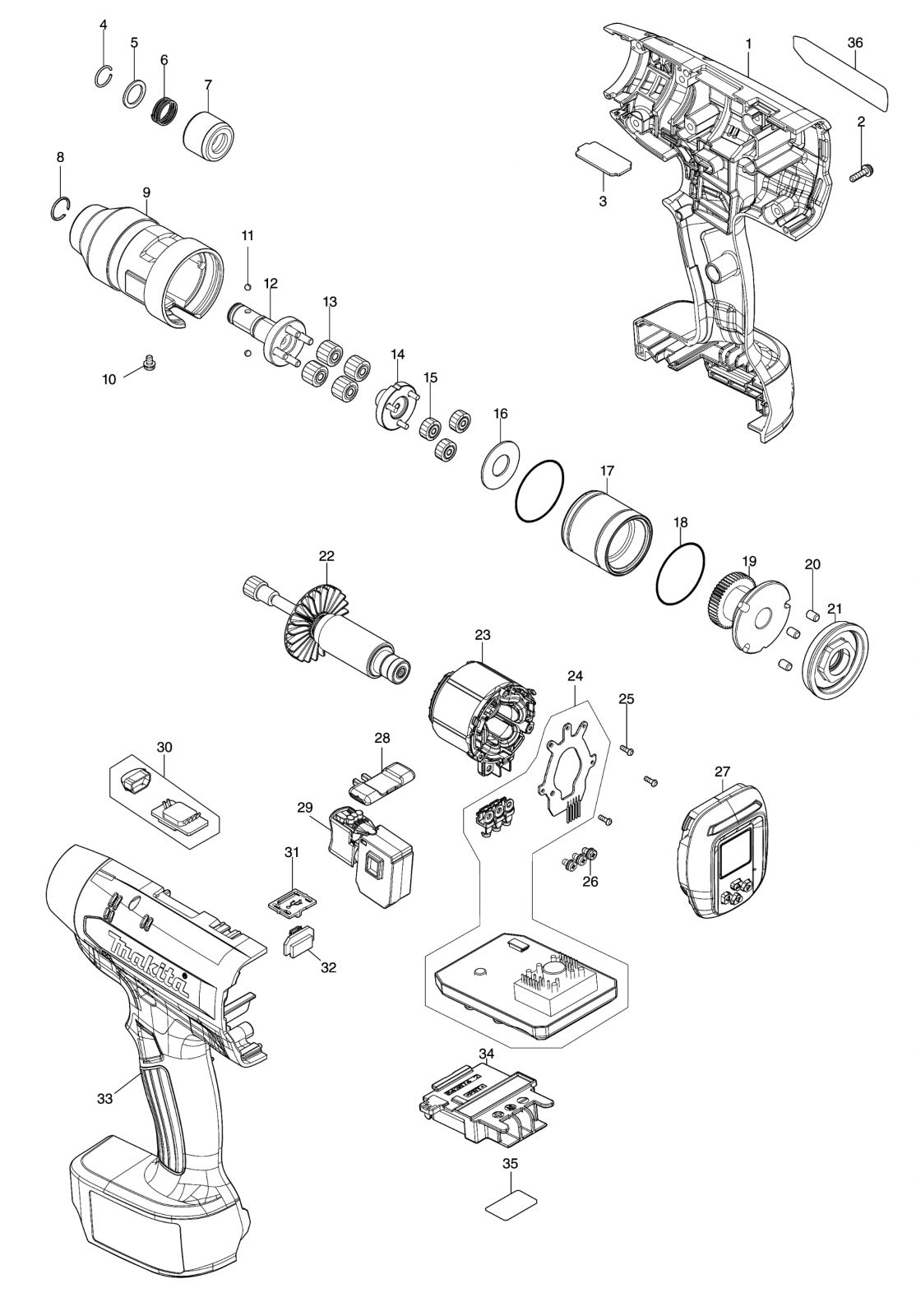 Makita Dft060t Cordless Screwdriver Spare Parts Spare Dft060t From 