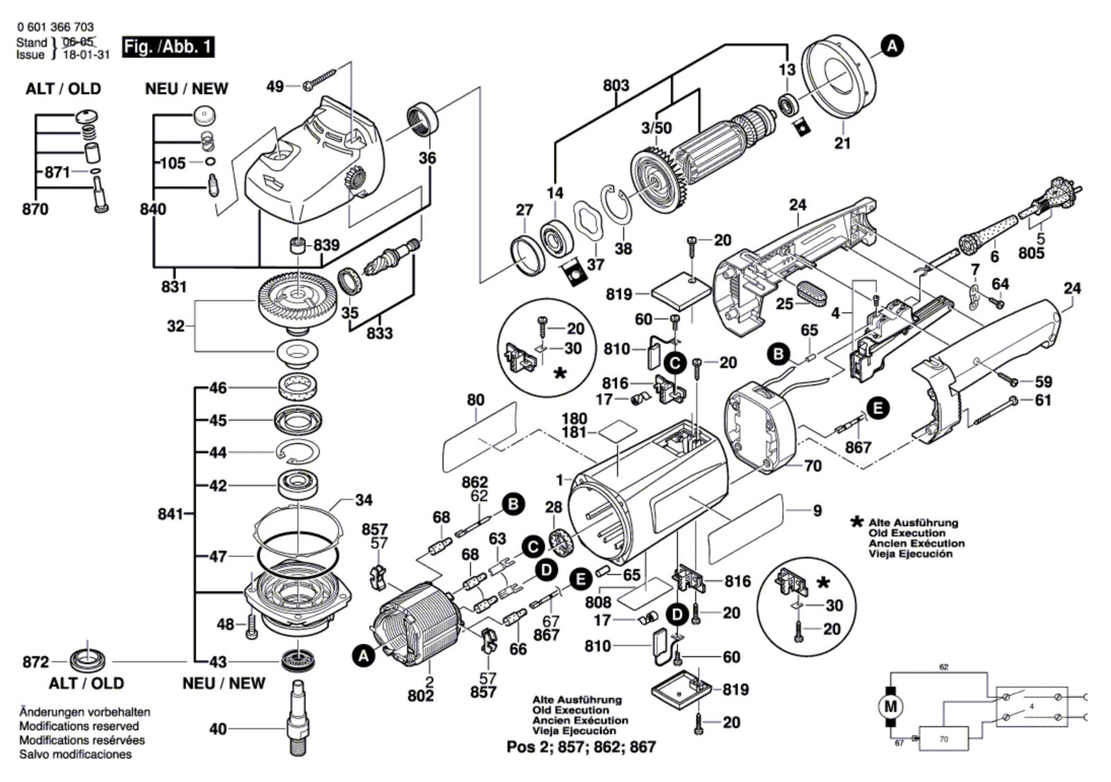 Bosch 0 601 366 742 Gpo 12 E Universal Angle Polisher Spare Parts SPARE ...