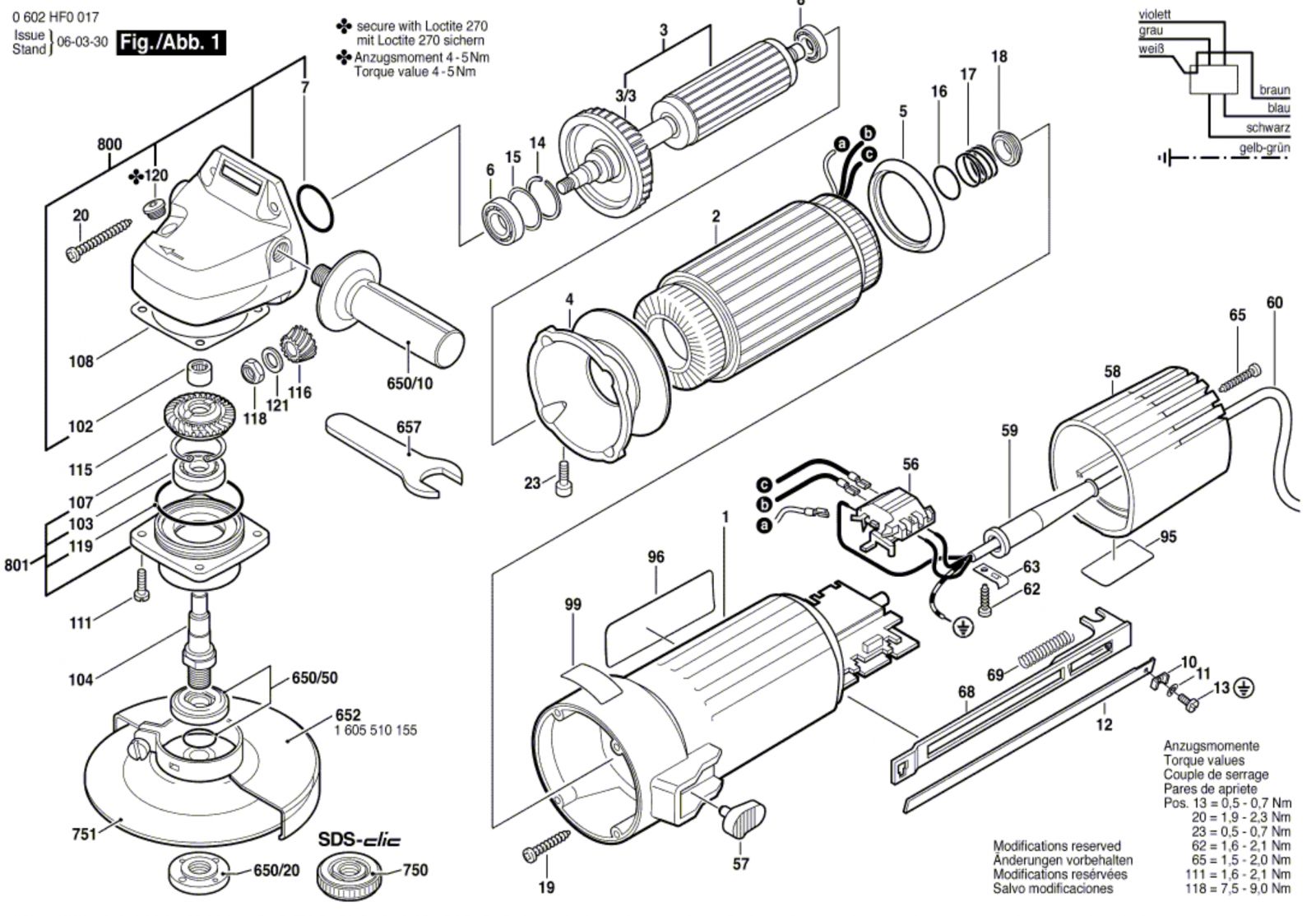 Bosch 0 602 Hf0 026 Gr.5265 Hf-angle Grinder Spare Parts SPARE ...