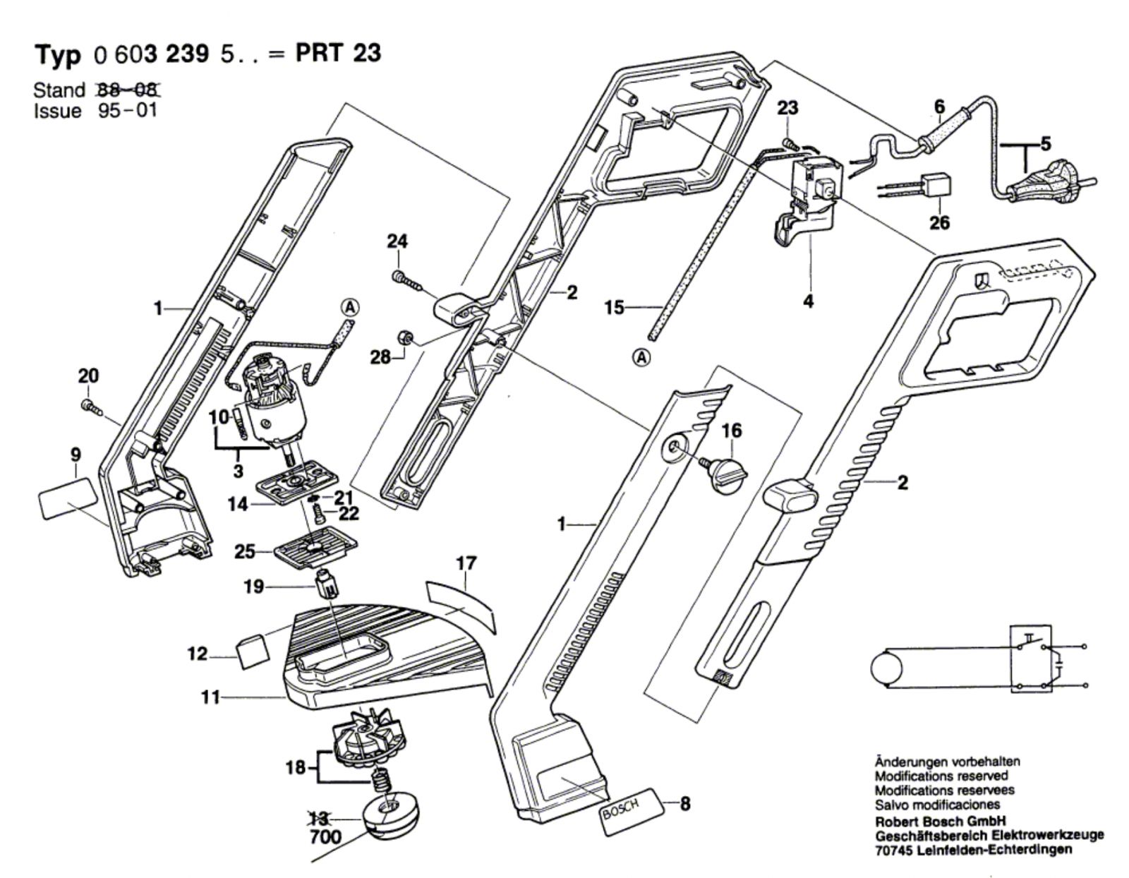 Bosch 0 603 239 503 Prt 23 Lawn Edge Trimmer 220 V / Eu Spare Parts ...