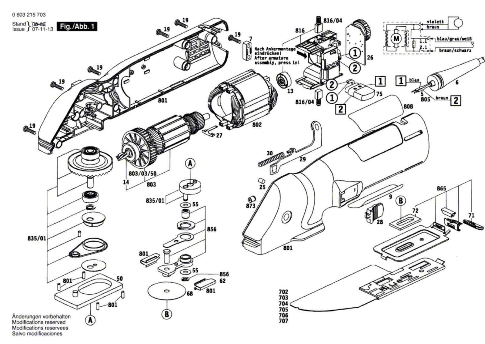 Bosch 0 603 215 703 Pfs 280 E Fine-cut Saw 230 V / Eu Spare Parts SPARE ...