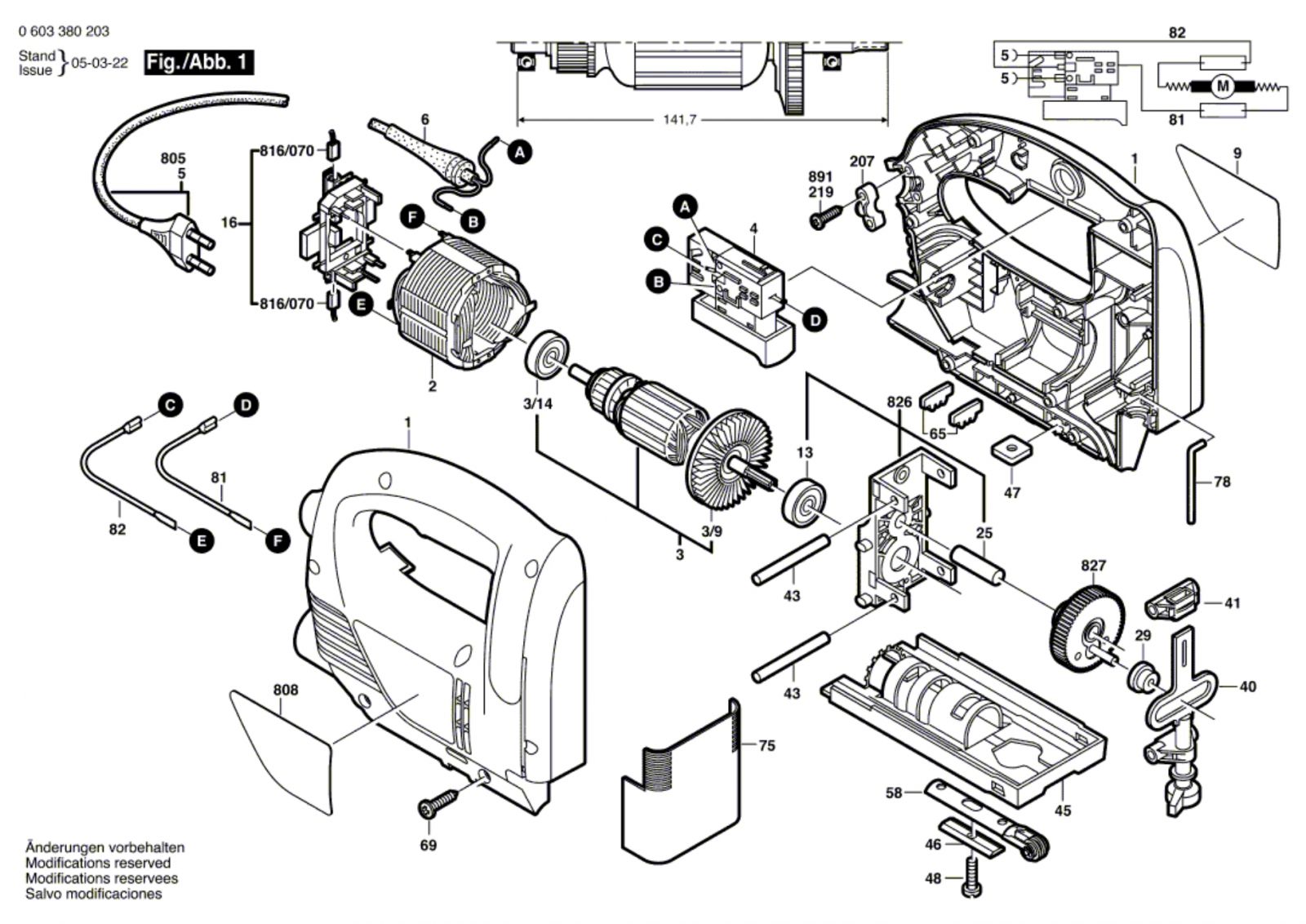 Bosch 0 603 380 503 Pst 650 E Jig Saw 230 V / Eu Spare Parts SPARE ...