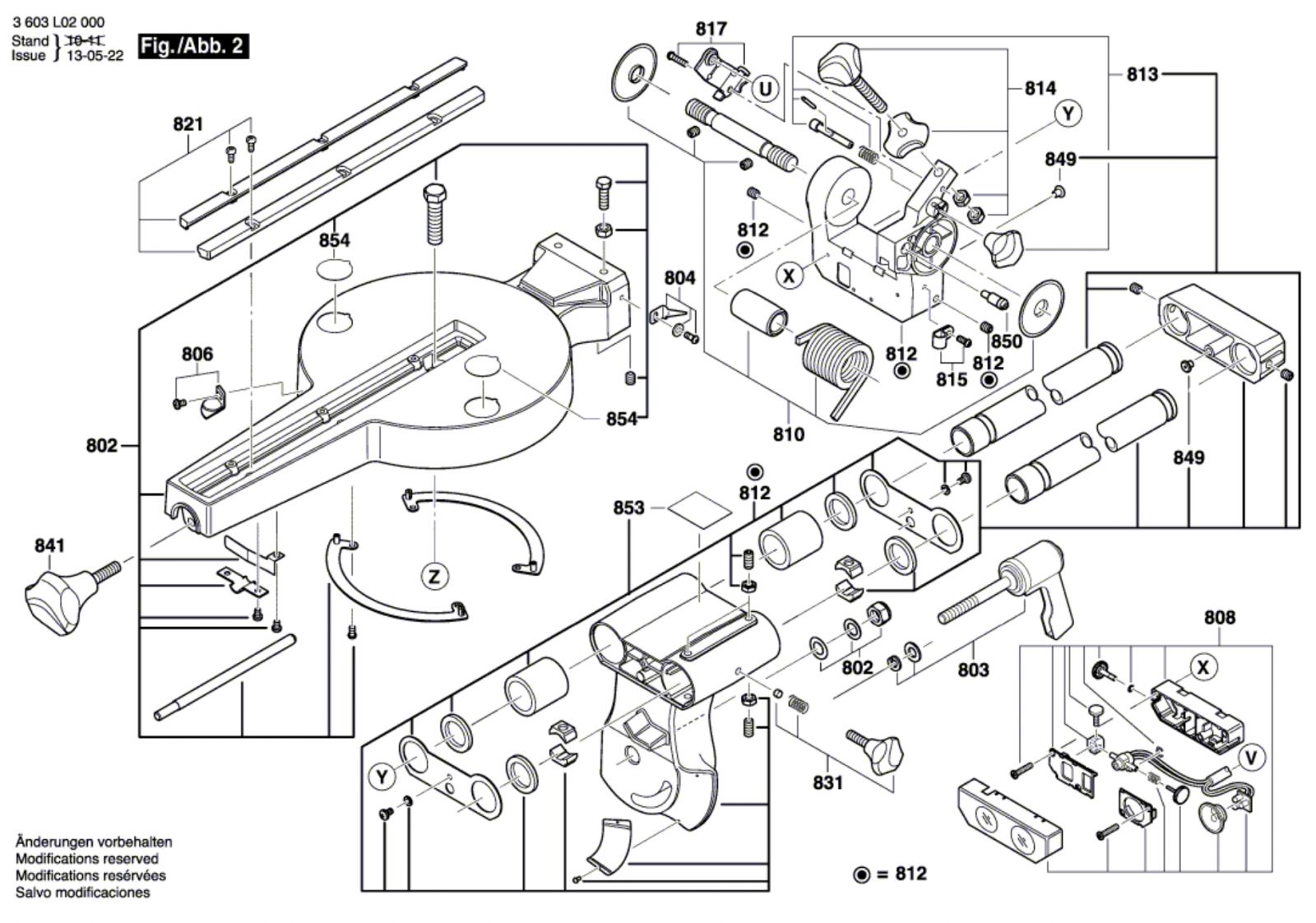 Bosch 3 603 L02 000 Pcm 8 S Slide Mitre Saw 230 V / Eu Spare Parts ...