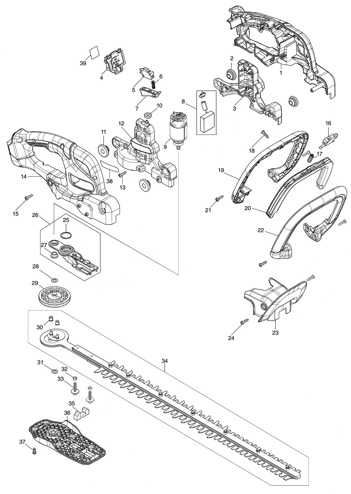 Makita Duh607 600mm Cordless Hedge Trimmer Spare Parts Spareduh607 From Spare Parts World 6698