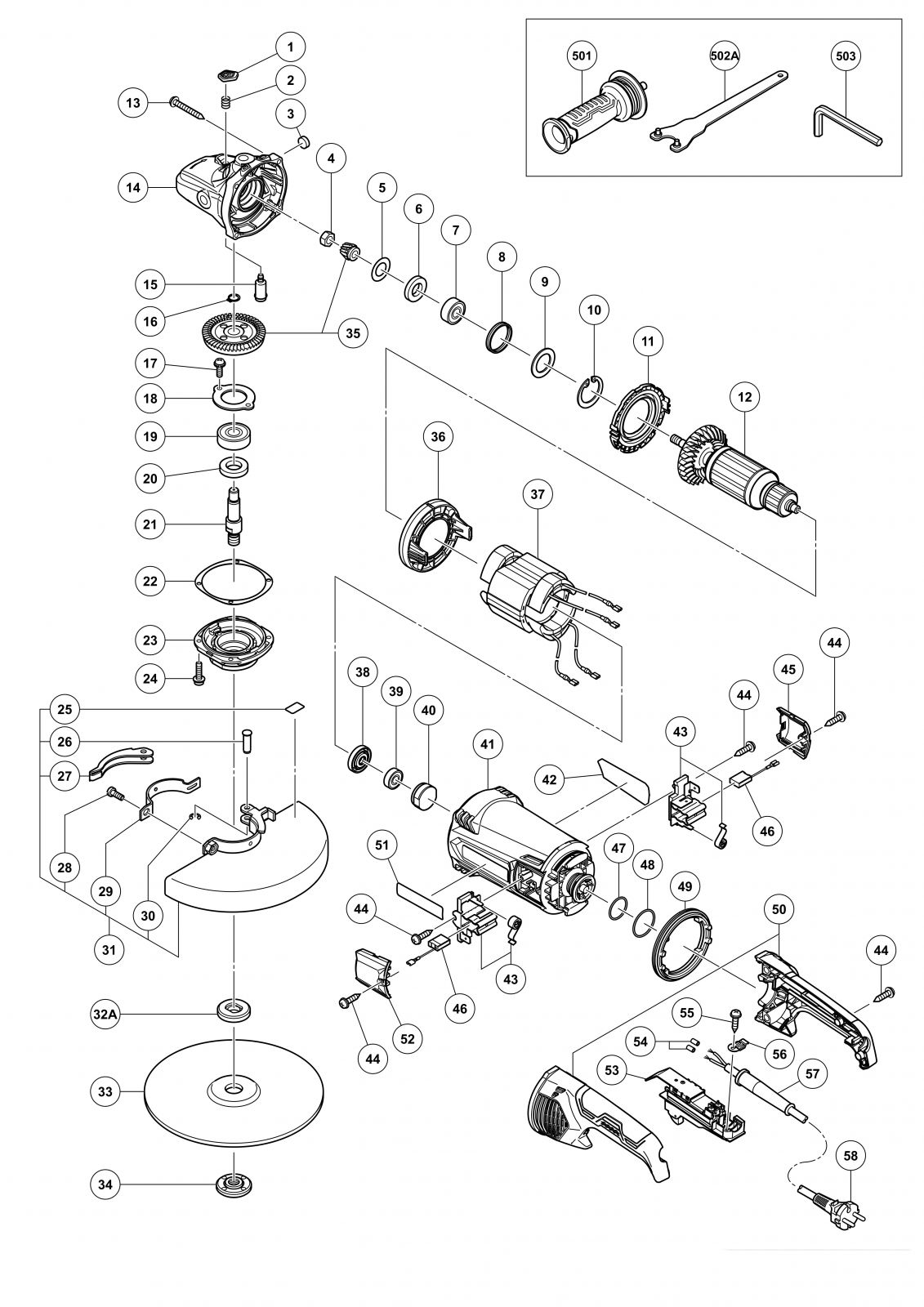 Hikoki G23udy2 Disc Grinder Spare Parts Spare_G23UDY2 from Spare Parts ...