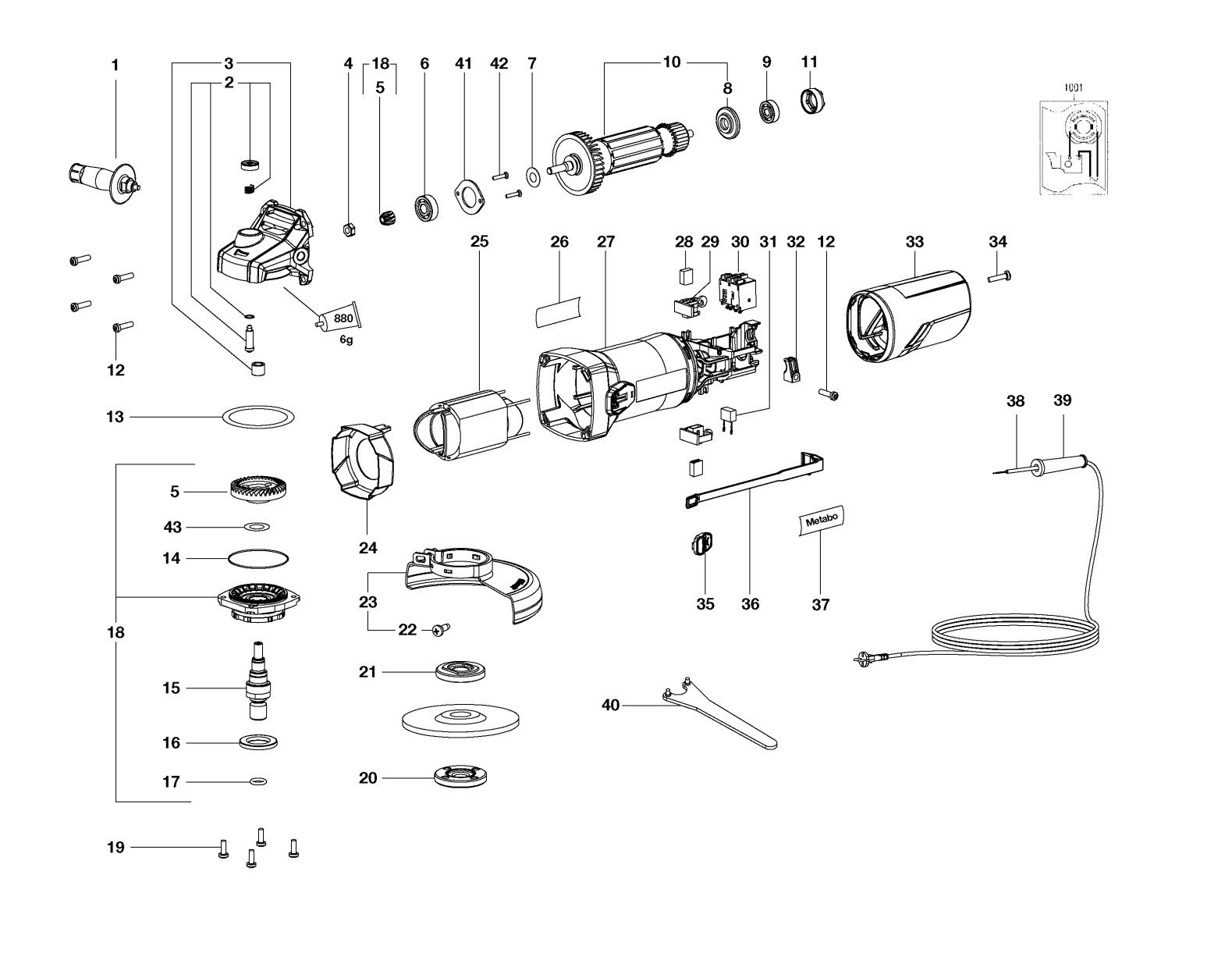 Metabo 03615000 W 900-115 Small Angle Grinder Spare Parts SPARE ...