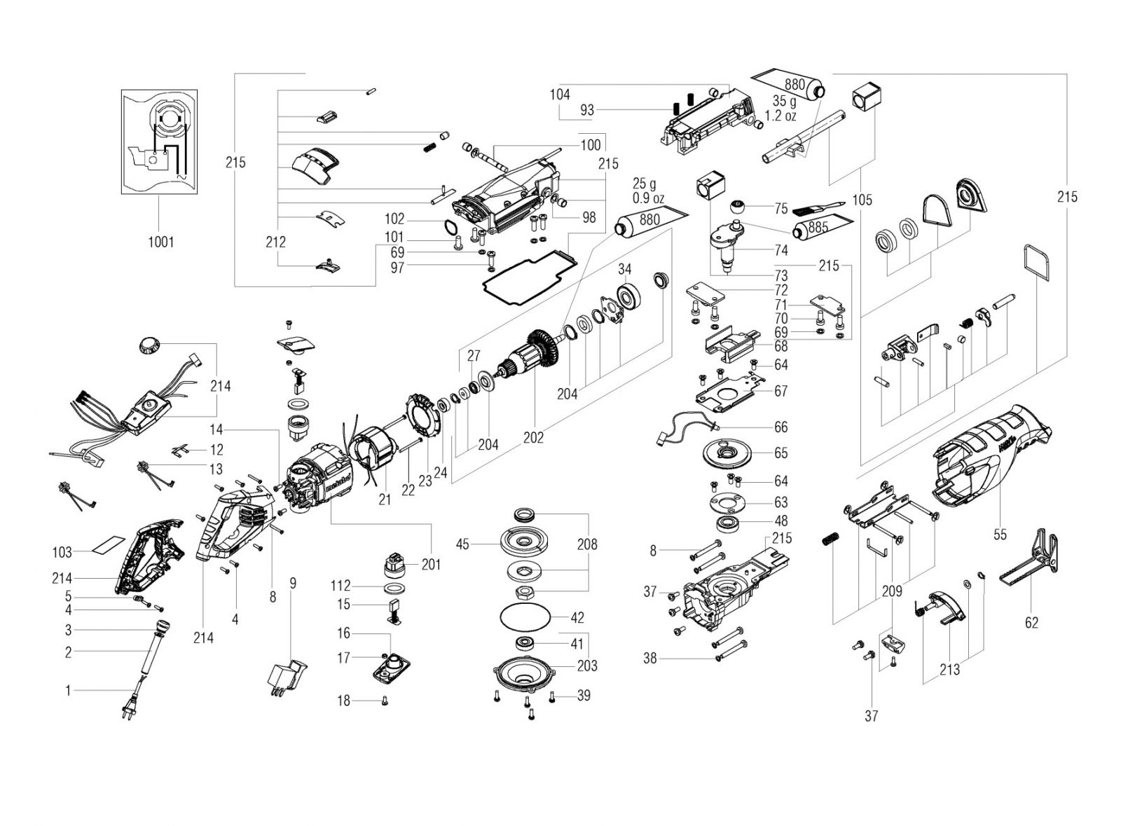 Metabo 06178002 Ssep 1400 Mvt Sabre Saws Spare Parts SPARE_06178002 ...