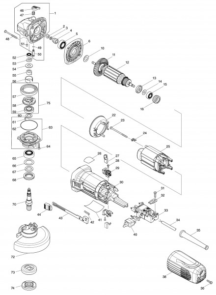 Makita Ga4540 115mm Angle Grinder Spare Parts SPARE_GA4540 from Spare ...