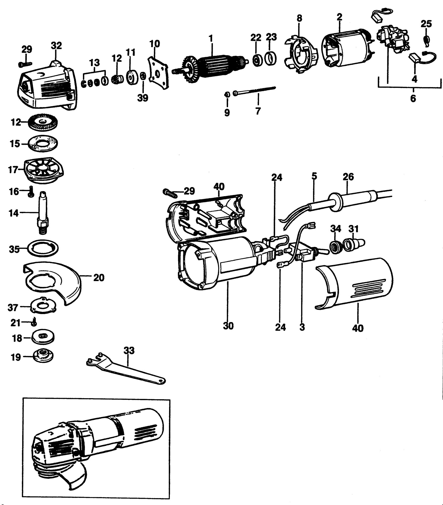 BLACK DECKER P5404 ANGLE GRINDER TYPE 4 Spare Parts