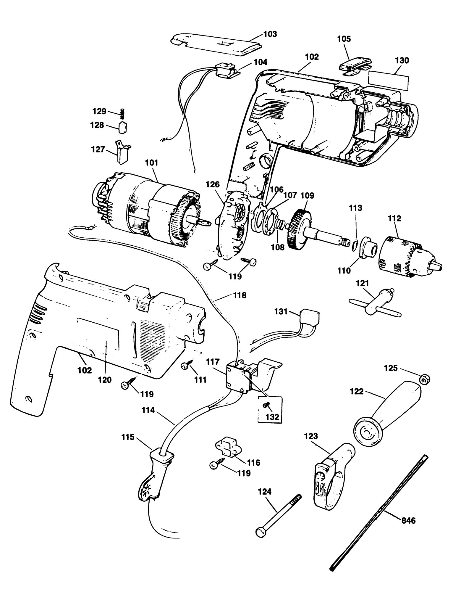 Black & Decker Bl500 Hammer Drill (type 1) Spare Parts SPARE_BL500/TYPE ...