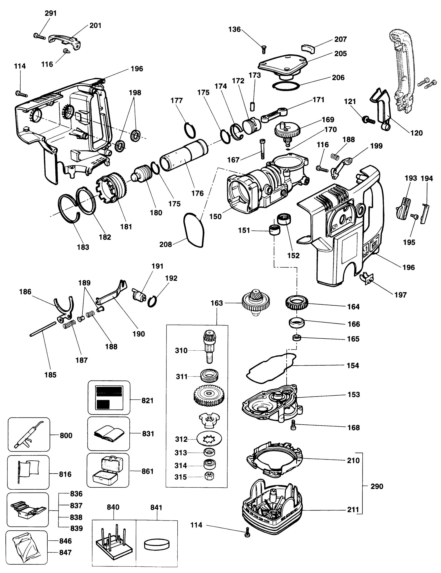 Black Decker 5097 Mid Size Hammer type 1 Spare Parts