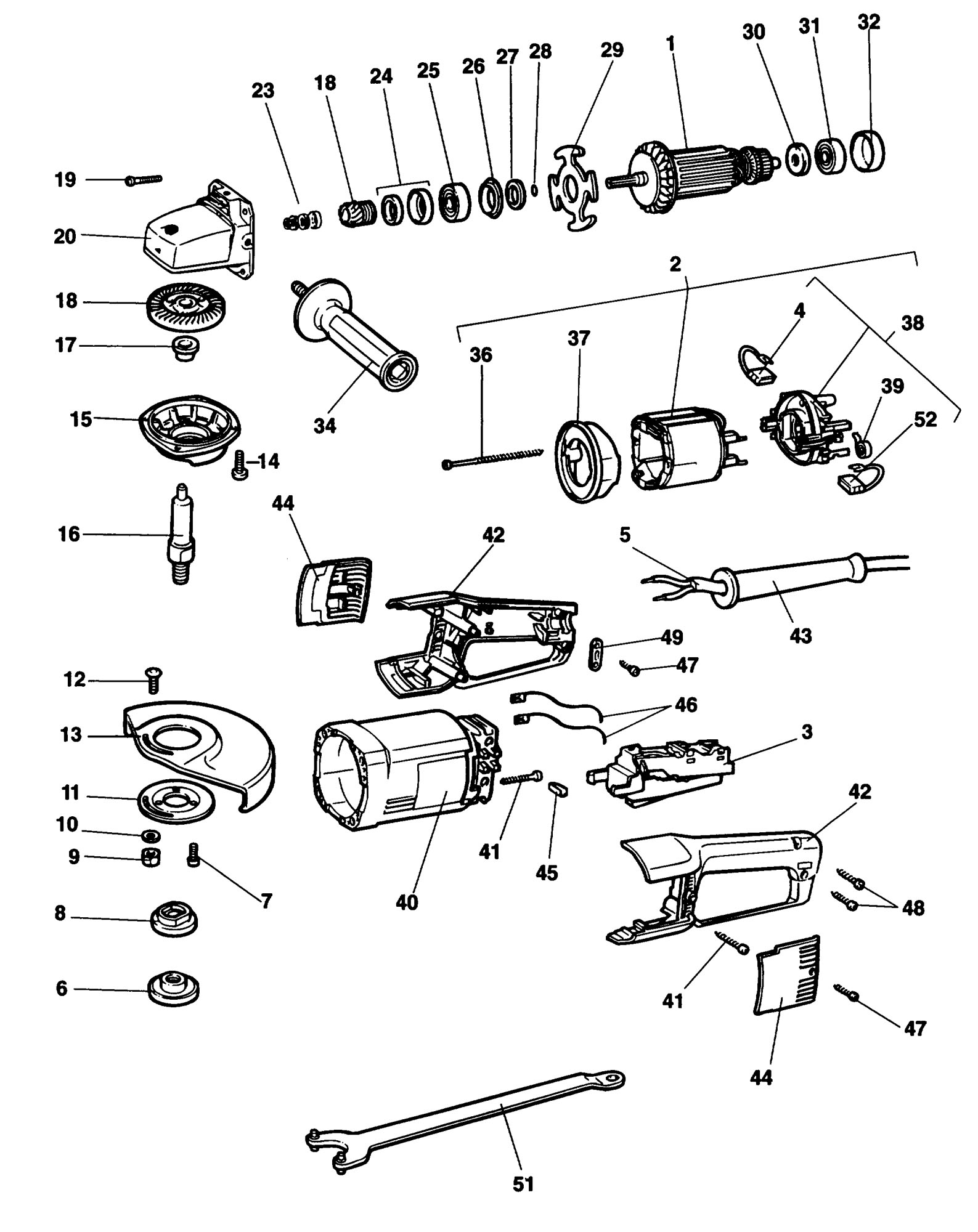 Black Decker Kg2024 Angle Grinder Type 1 Spare Parts SPARE KG2024   E12476 