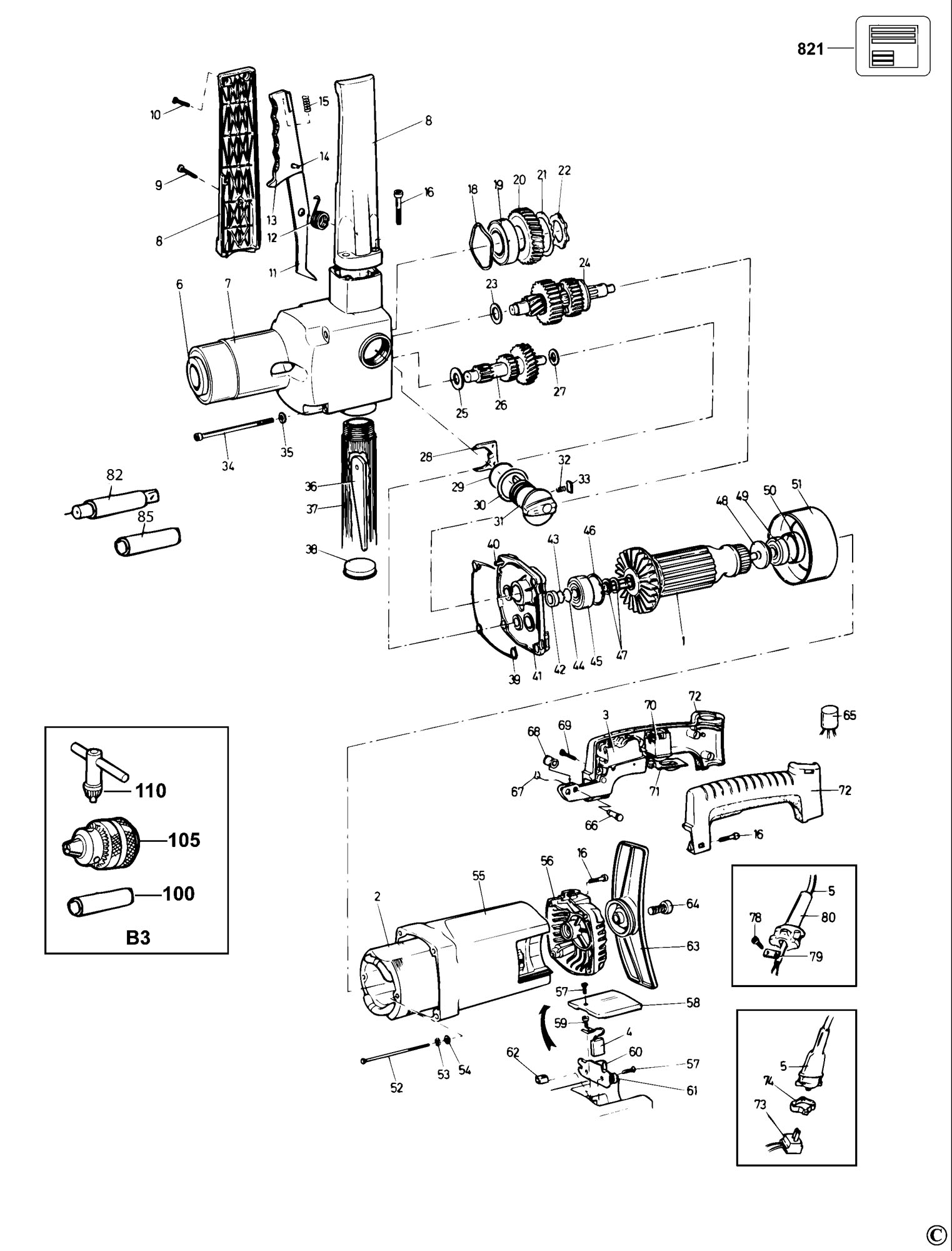 Dewalt Dw152 Drill (type 1) Spare Parts SPARE_DW152/TYPE_1 from Spare ...