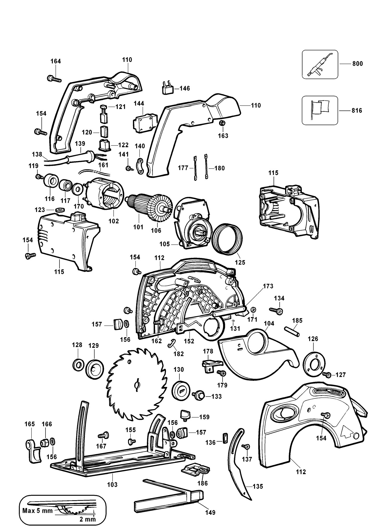 BLACK DECKER KS865N CIRCULAR SAW TYPE 1 Spare Parts