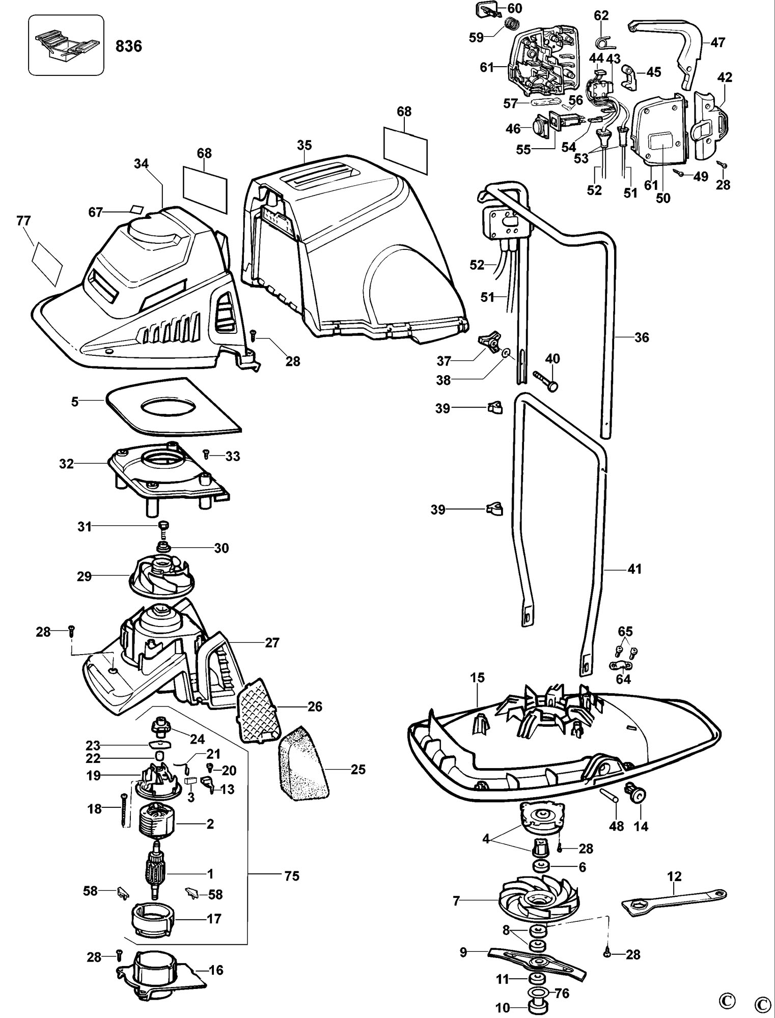 BLACK DECKER GX530 HOVER MOWER TYPE 8 Spare Parts