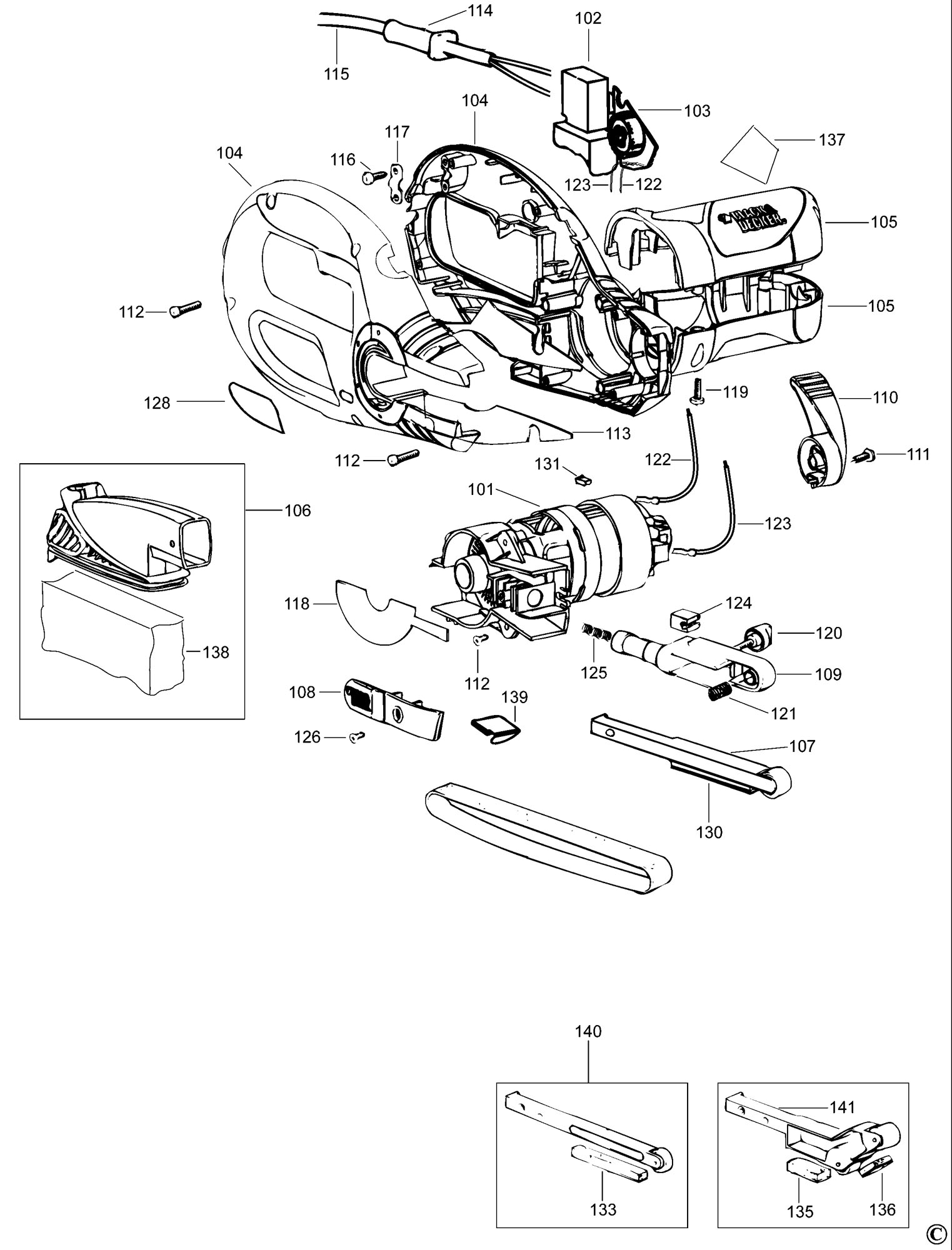 Black & Decker Ka293e Powerfile (type 2) Spare Parts SPARE_KA293E/TYPE ...