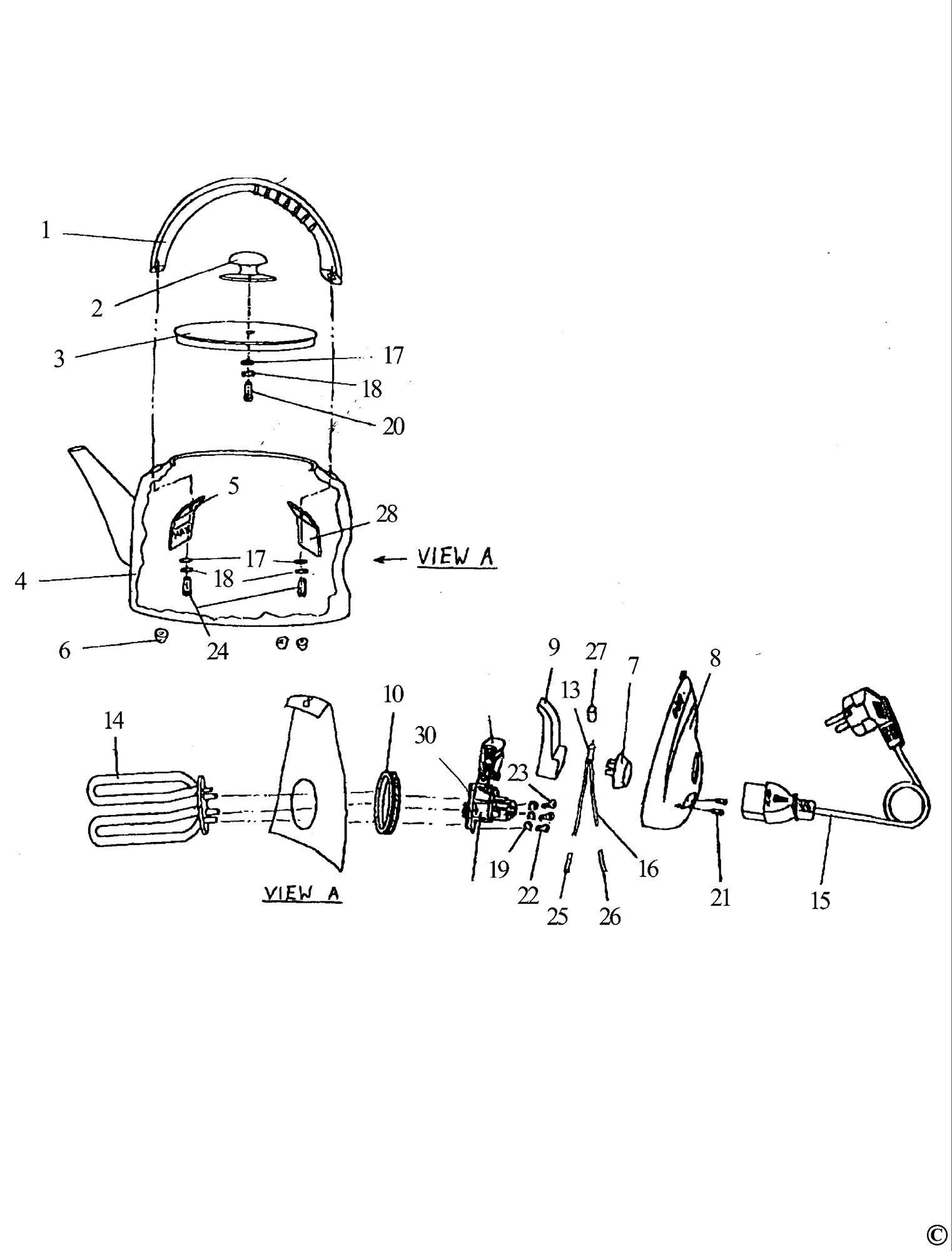 BLACK DECKER DK30 KETTLE TYPE 1 Spare Parts