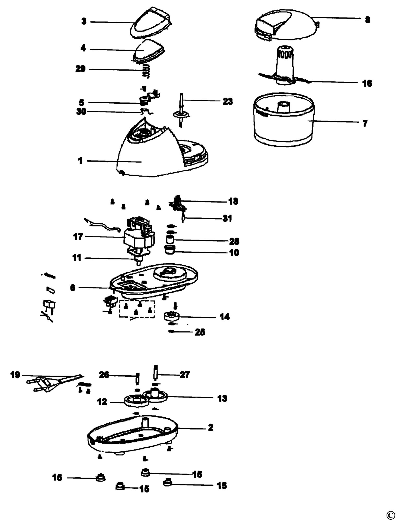 BLACK DECKER SC5000 CHOPPER TYPE 1 Spare Parts