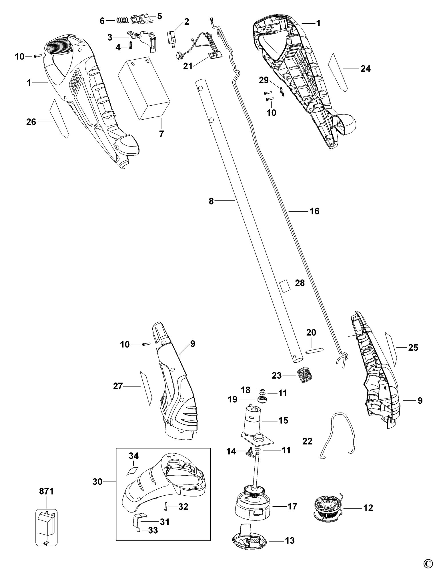 Black Decker Glc13 Cordless String Trimmer type H1 Spare Parts