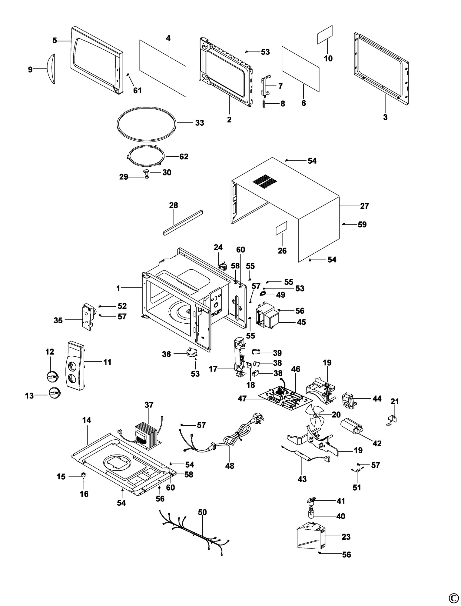 Black Decker My20p Microwave type 1 Spare Parts SPARE MY20P