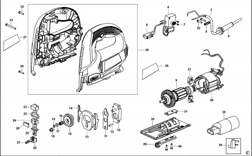 Black Decker Ks600e Jigsaw type 1 Spare Parts SPARE KS600E