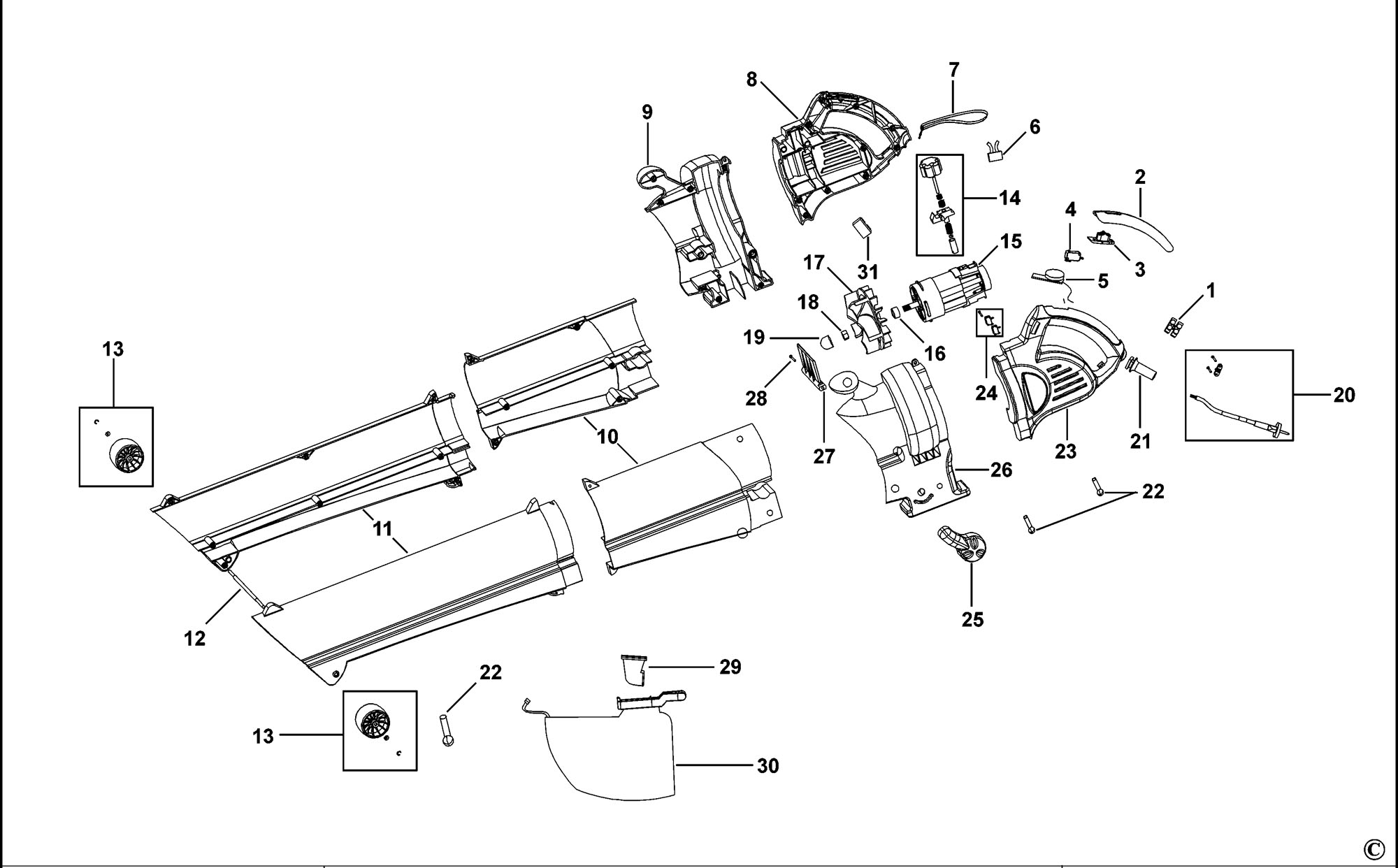 BLACK DECKER GW270 BLOWER VAC TYPE 1 Spare Parts