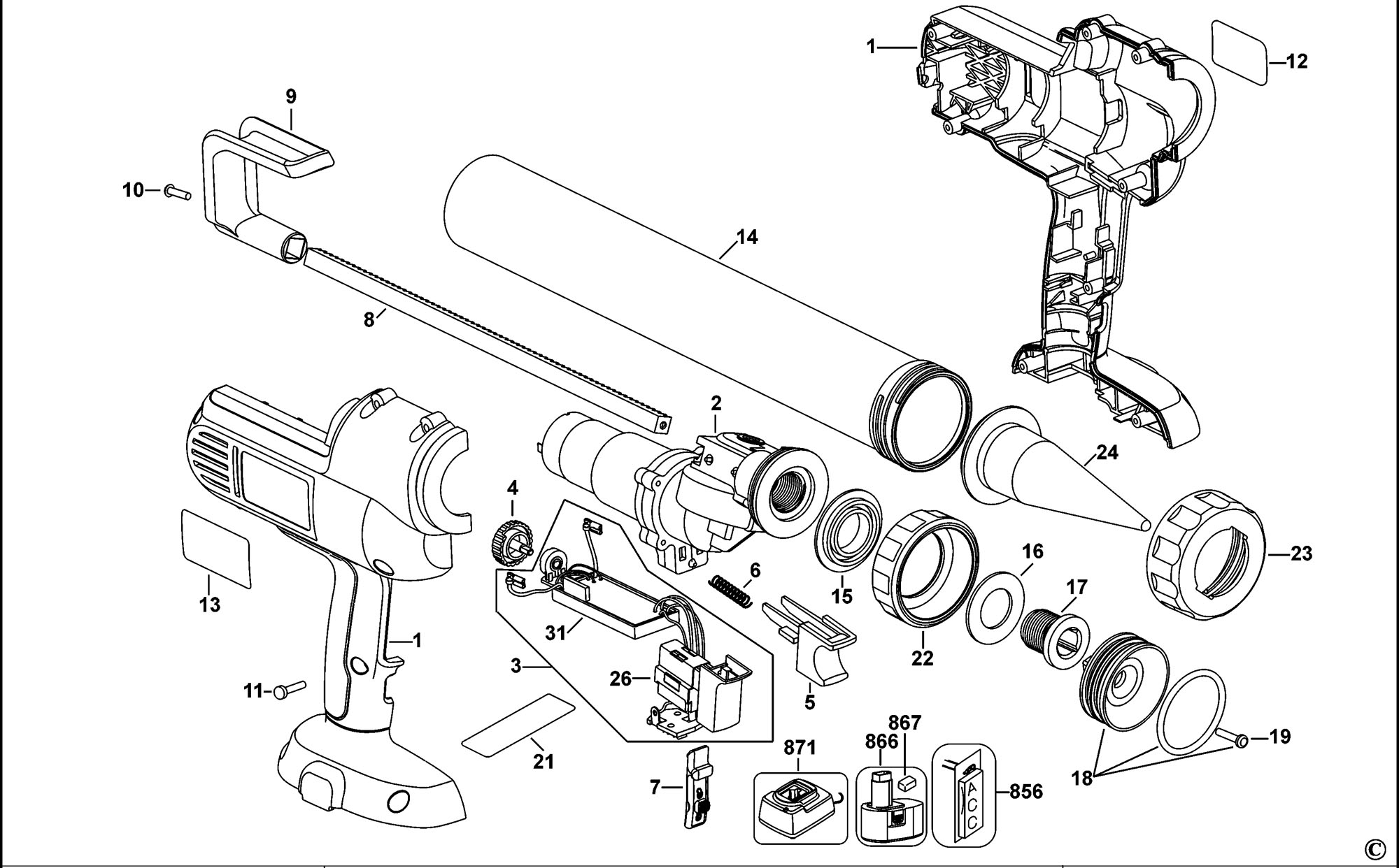 Dc547 Caulk Gun (type Spare Parts SPARE_DC547/TYPE_2 from Spare World