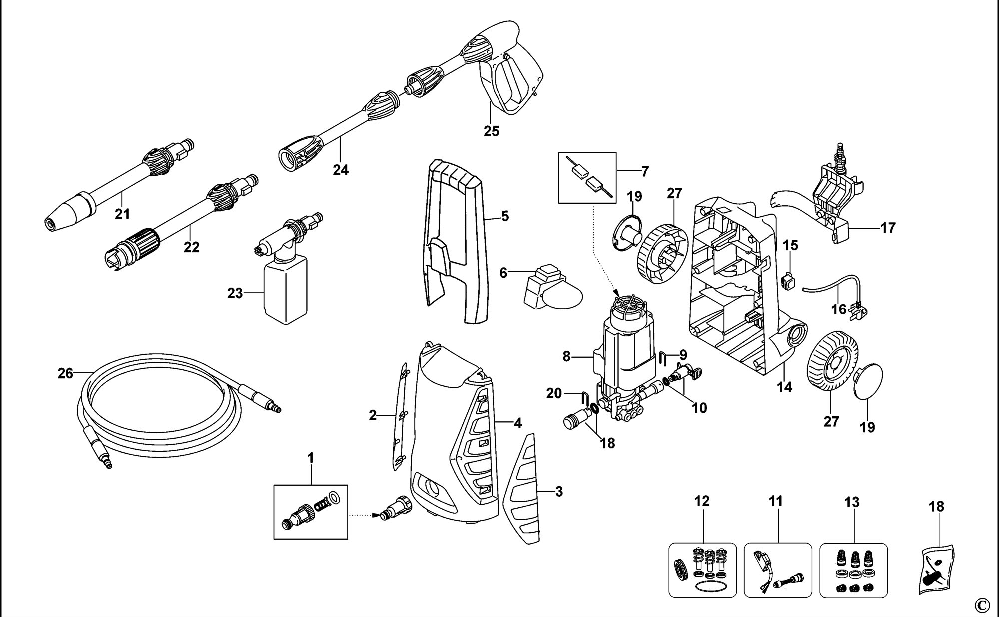 Black Decker Pw1400tdkp Pressure Washer type 1 Spare Parts