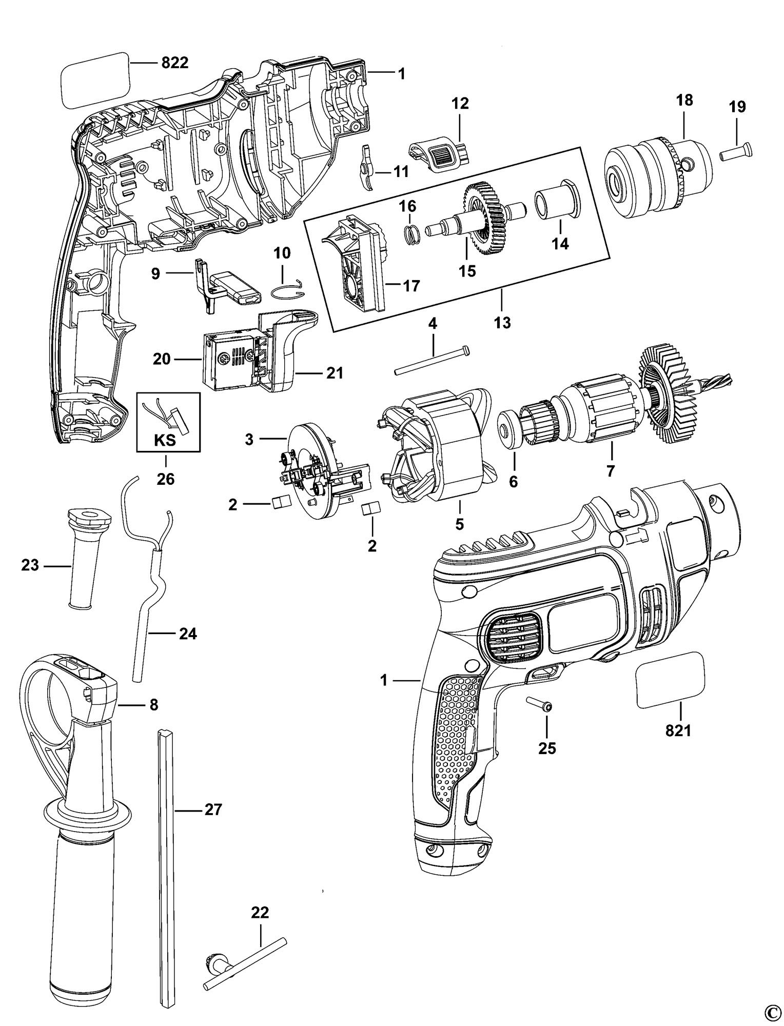 Black & Decker Bpdh7013 Hammer Drill (type 1) Spare Parts SPARE ...