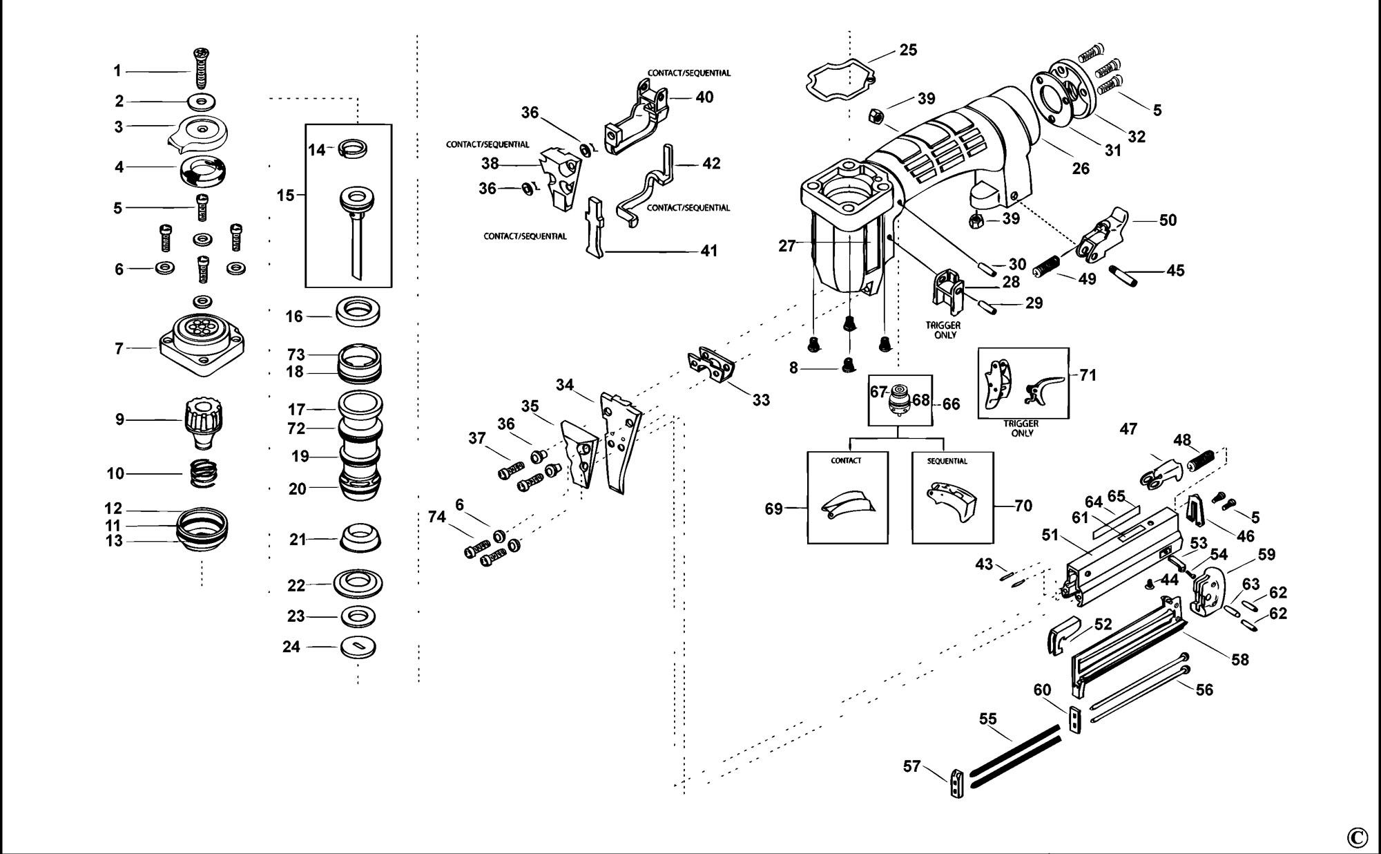 Bostitch S32sx-1 Stapler (type Rev F) Spare Parts spare_s32sx-1/type ...