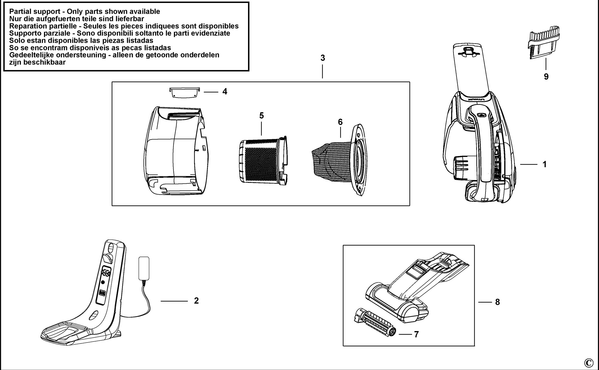 BLACK DECKER DVJ325BFSP DUSTBUSTER TYPE H1 Spare Parts