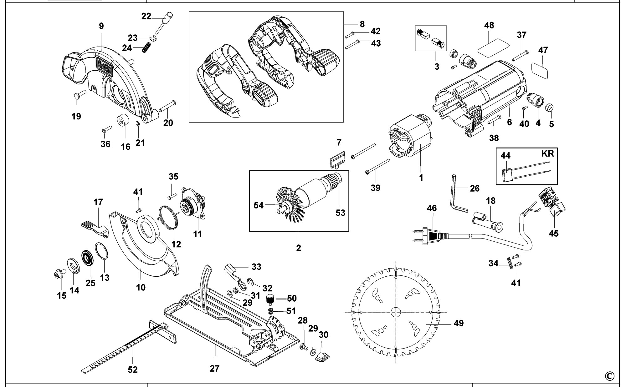 Black Decker Cs1004 Circular Saw type 1 Spare Parts