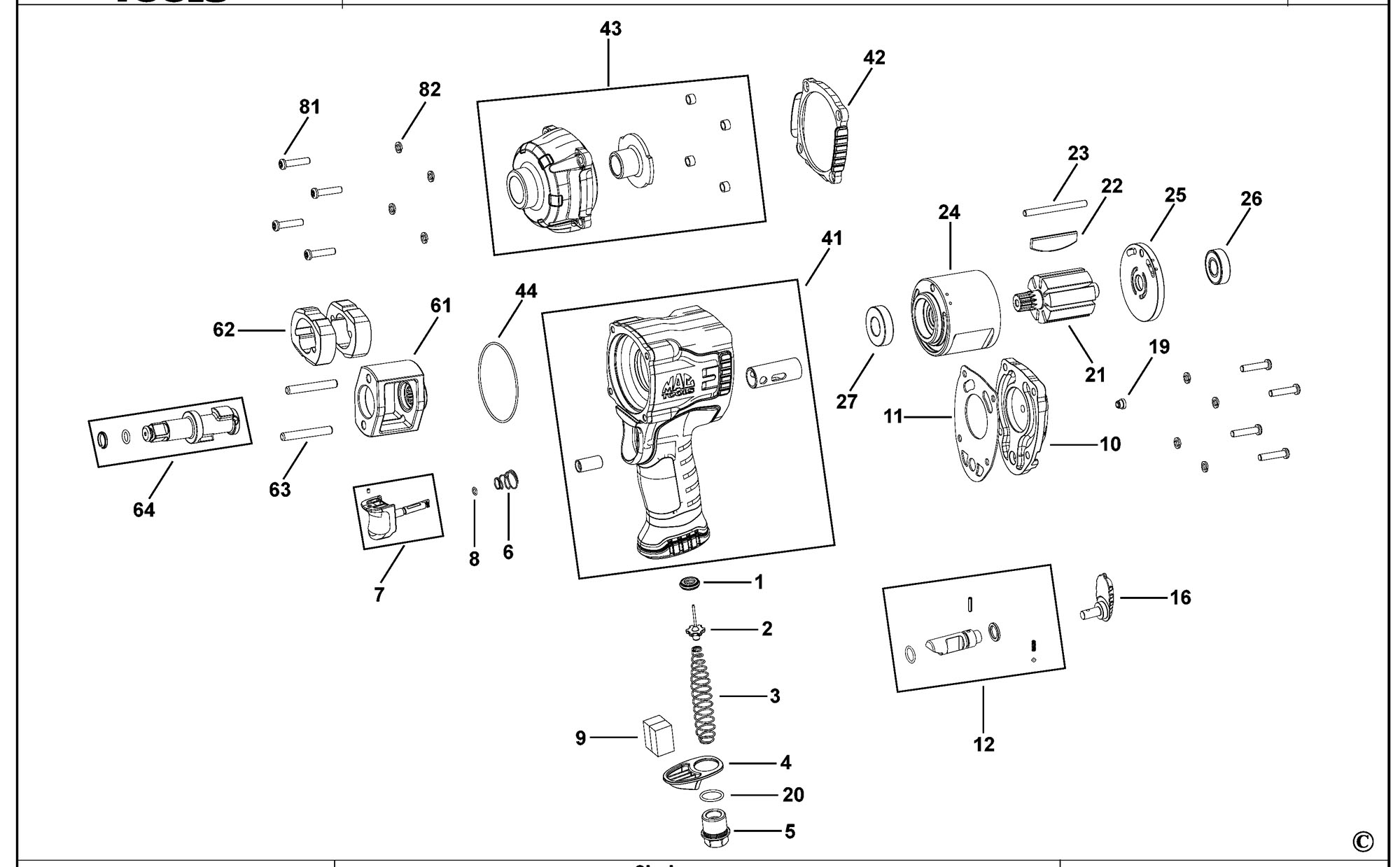 Mac Mpf980381 Impact Wrench (type 1) Spare Parts SPARE_MPF980381/TYPE_1 ...