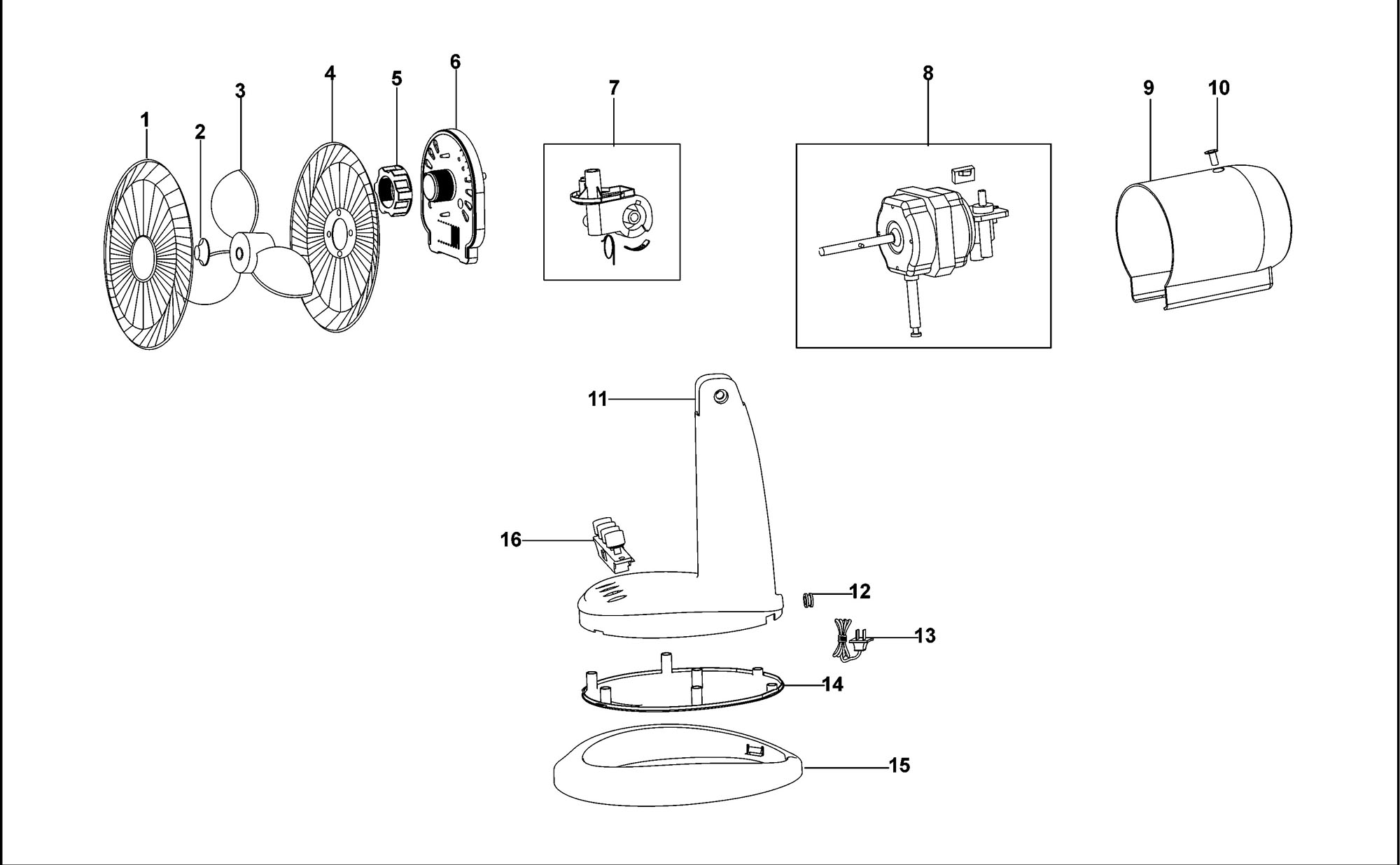 Black Decker Bxefd42e Fan Desk type 1 Spare Parts