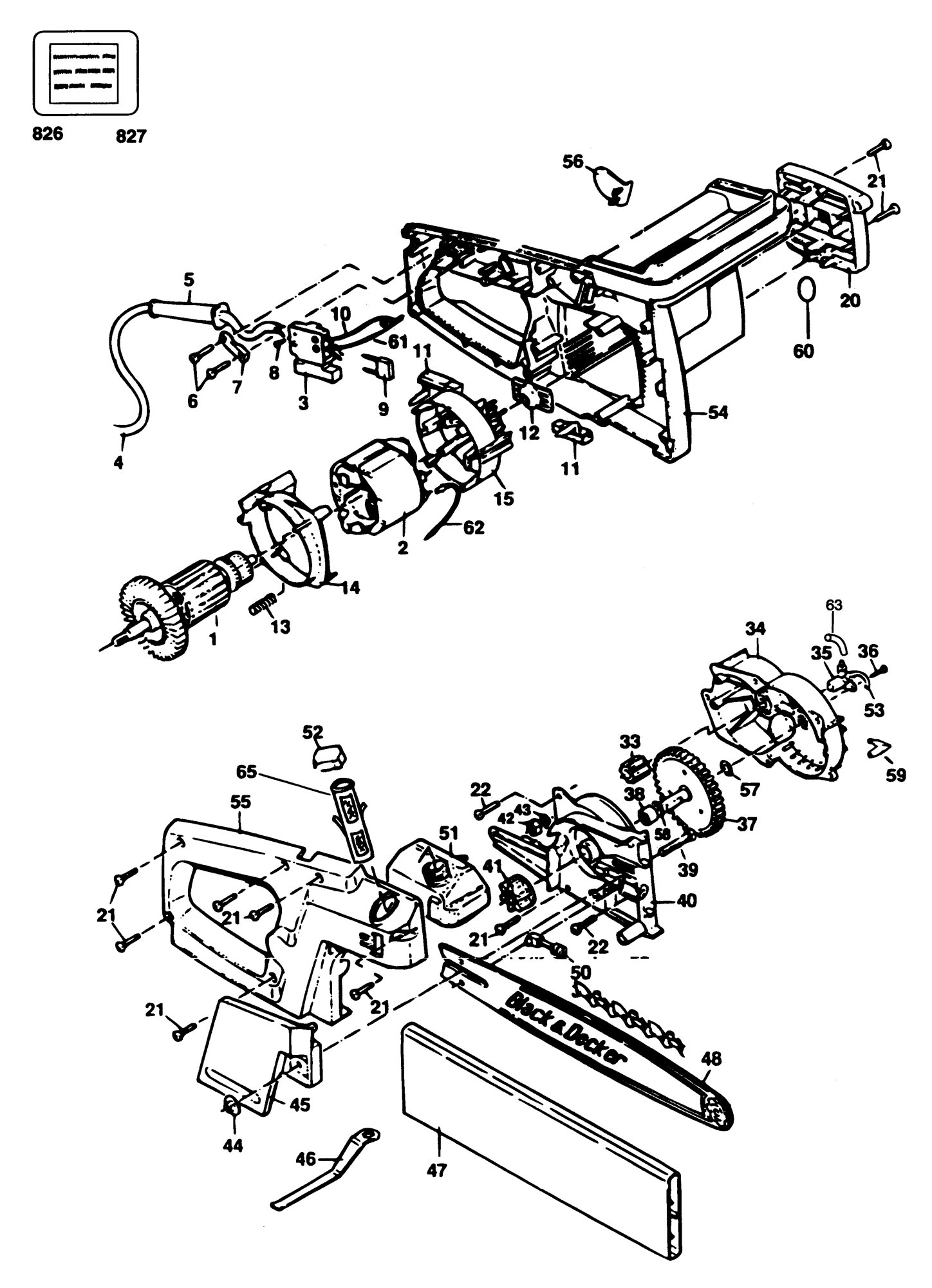 BLACK DECKER GK110 CHAINSAW TYPE 1 Spare Parts