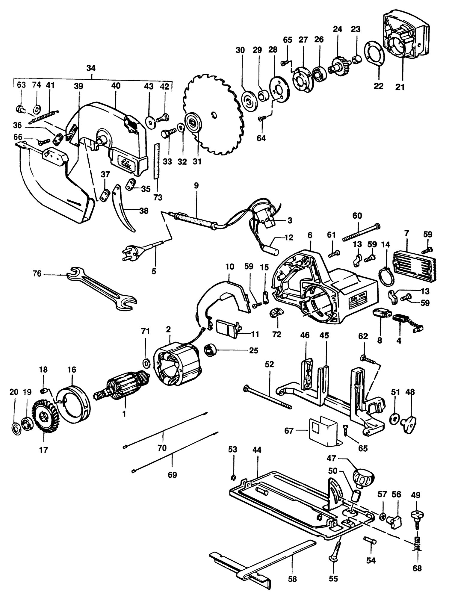 Elu Mh182 Circ. Saw (type 1) Spare Parts SPARE_MH182/TYPE_1 from Spare ...