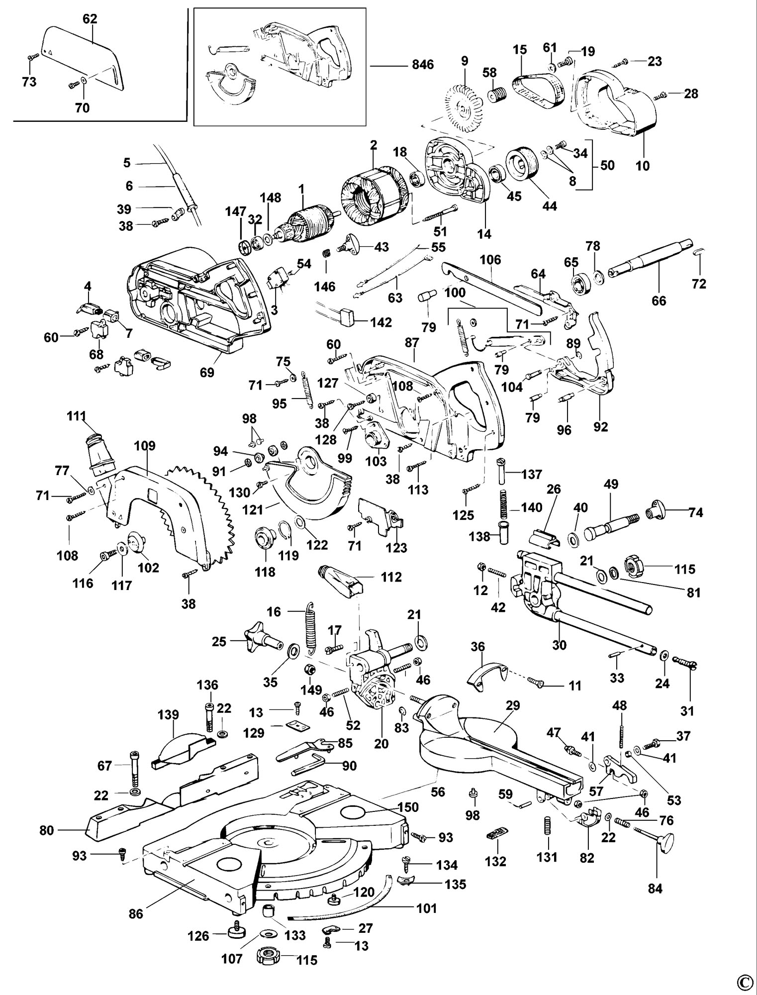 Black Decker 1707 Crosscut Mitre Saw type 1 Spare Parts