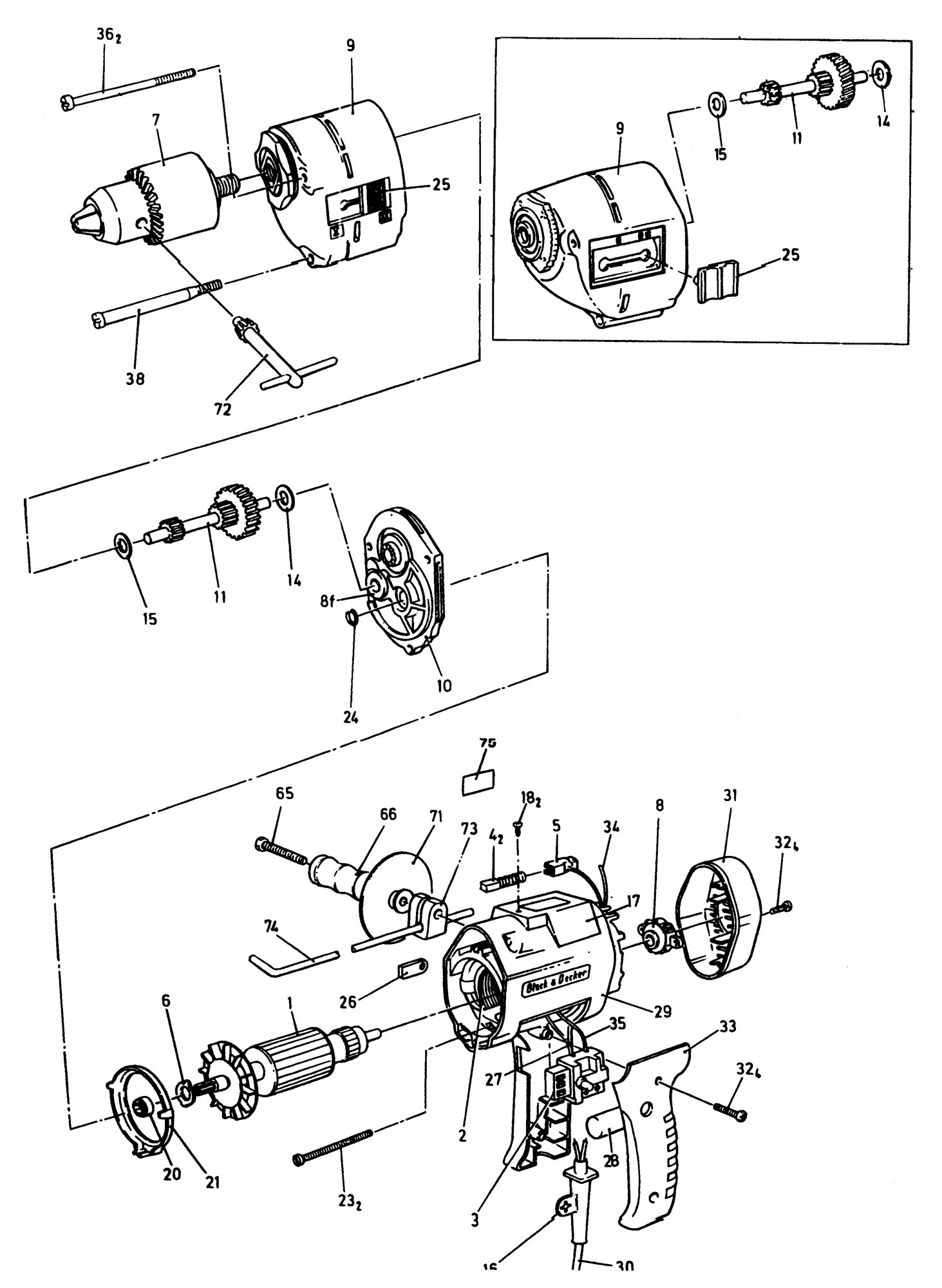 BLACK DECKER D206 HAMMER DRILL TYPE 1 Spare Parts