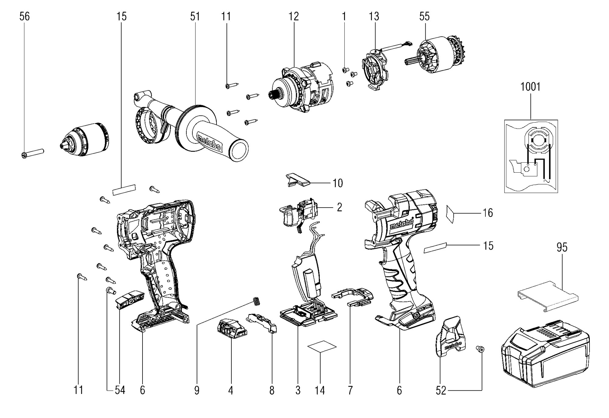 Metabo Cordless Drill Driver 13mm 02354000 Bs 18 Ltx-3 Bl I Spare Parts ...